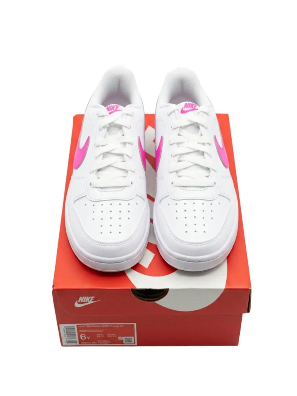 Nike Court Borough Low Recraft in White & Laser Fuchsia DV5456-113 US 6Y - NTG